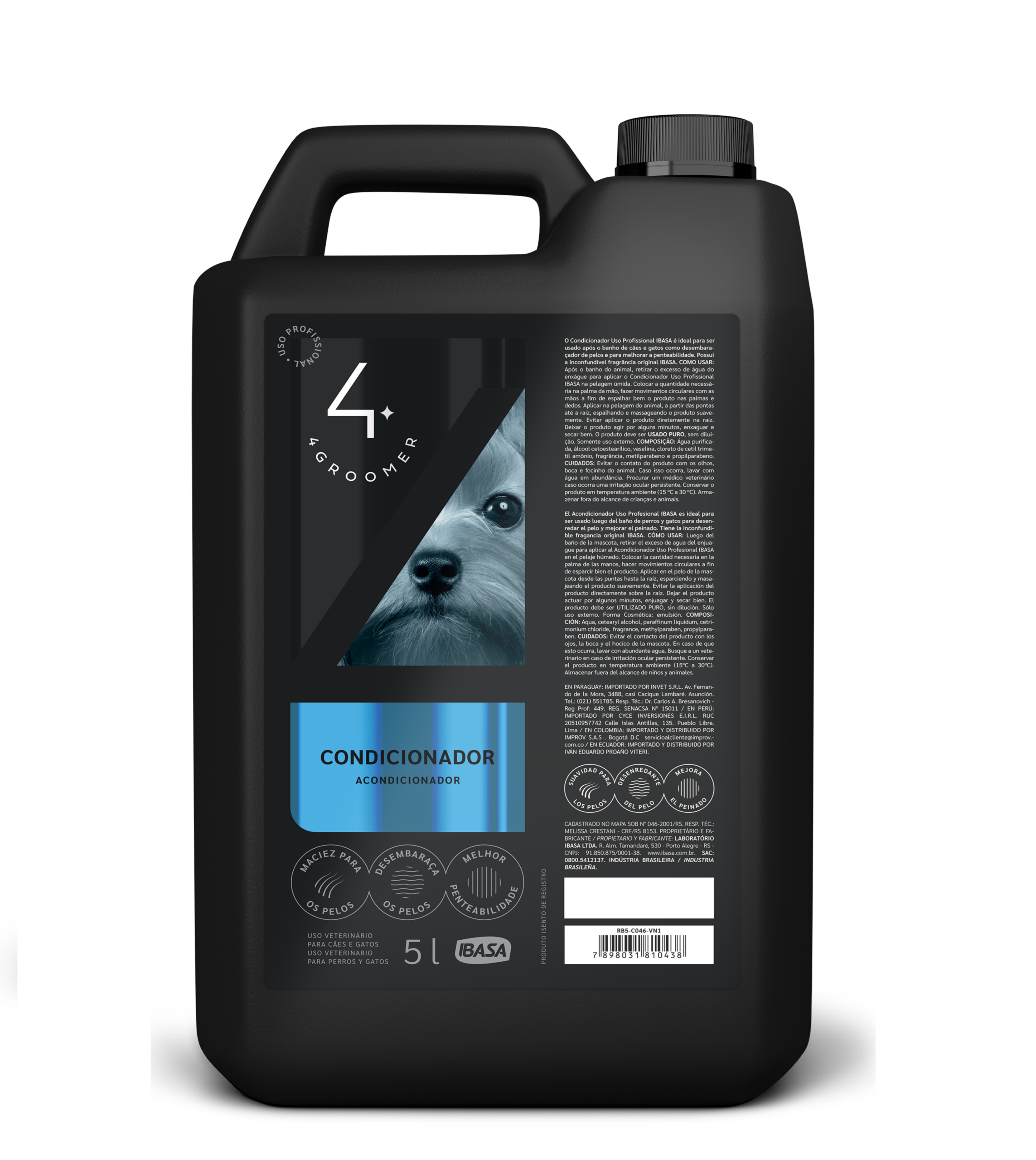 Acondicionador de Alto Rendimiento para Perros y Gatos 4Groomer- Ibasa 5L