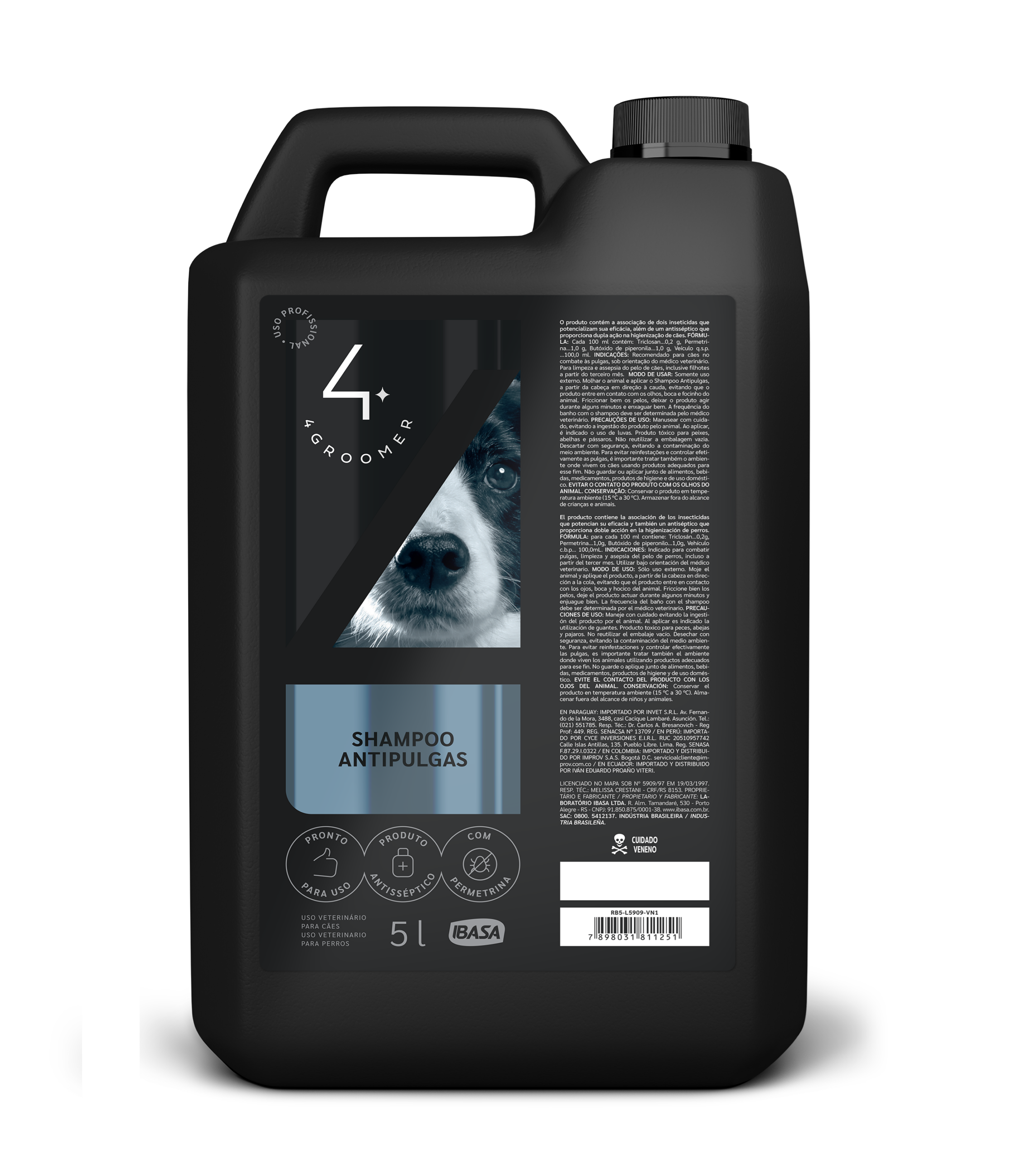 Shampoo Antipulgas para Perros 4Groomer-Ibasa 5L